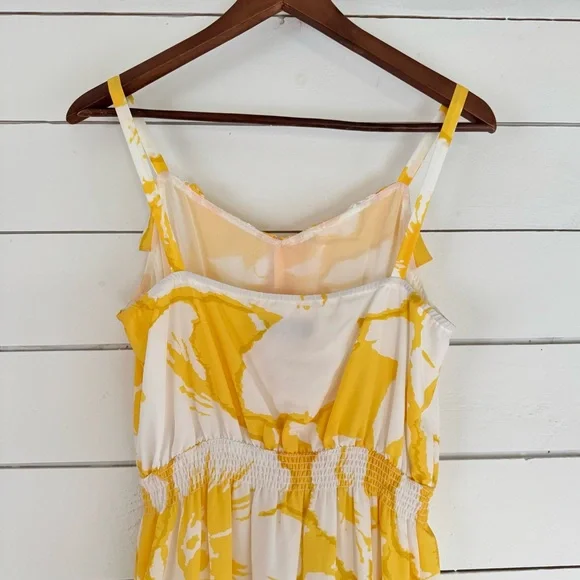 LOFT yellow & white ruffle floral maxi dress. Size: 4 - Picture 6 of 8